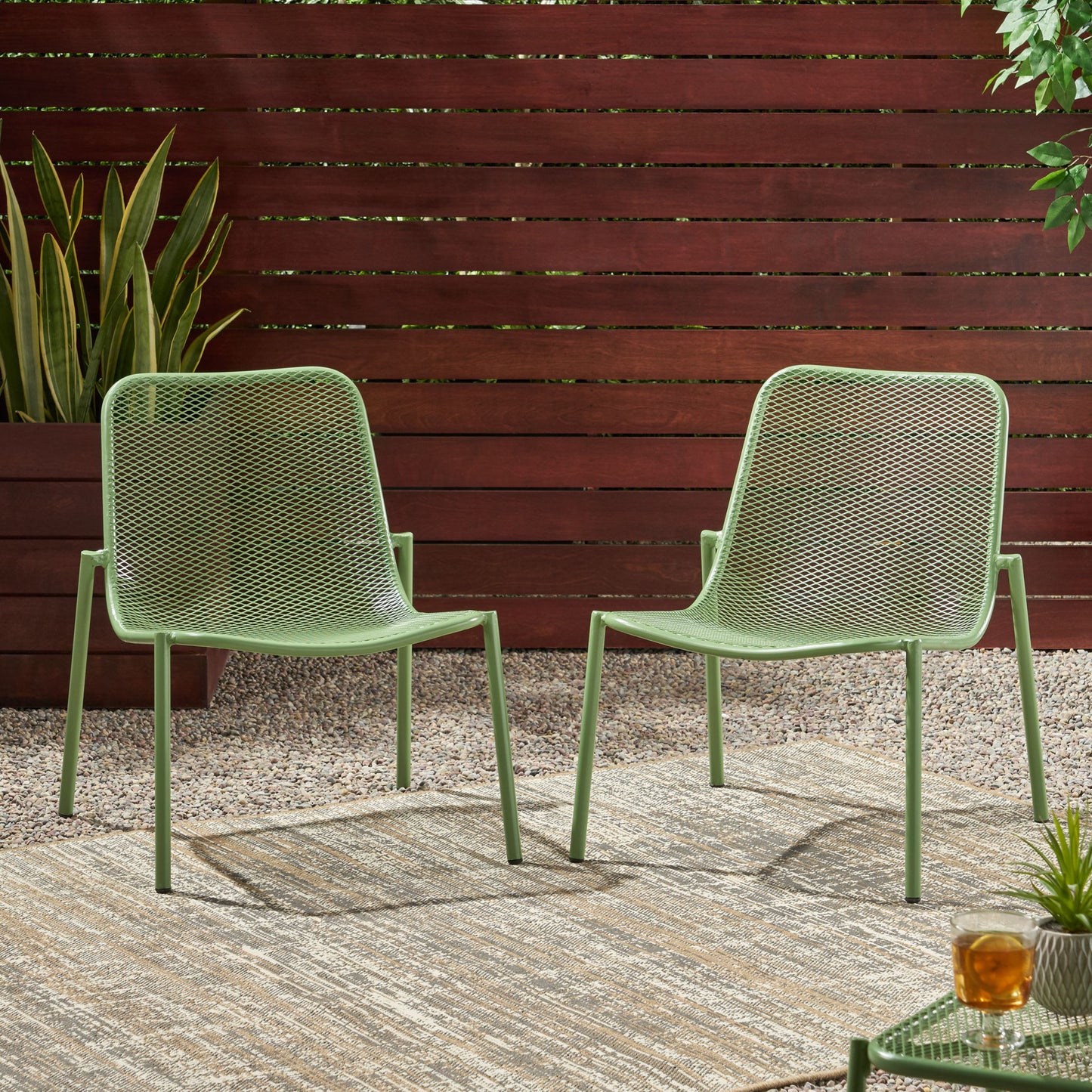 Outdoor Iron Chair With Mesh Design