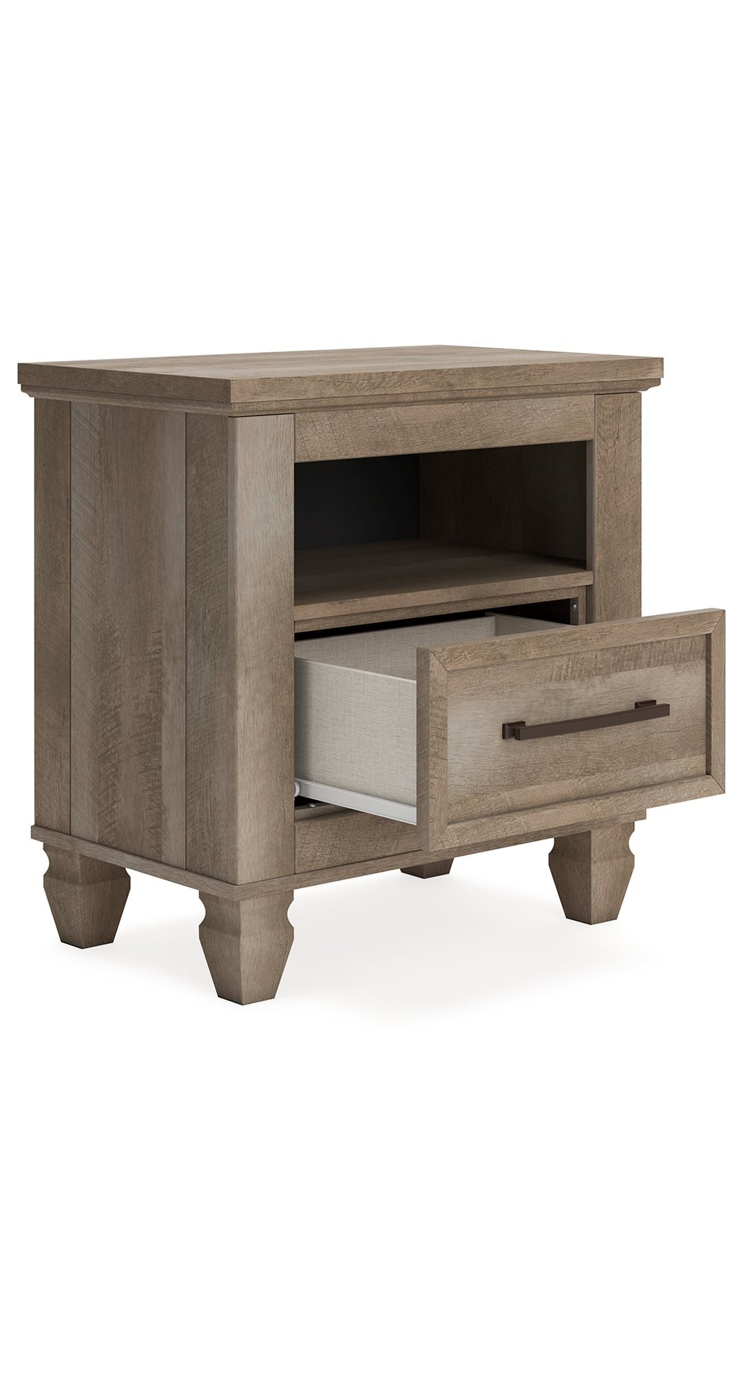 Rustic Farmhouse 1-Drawer Nightstand with Open Shelf