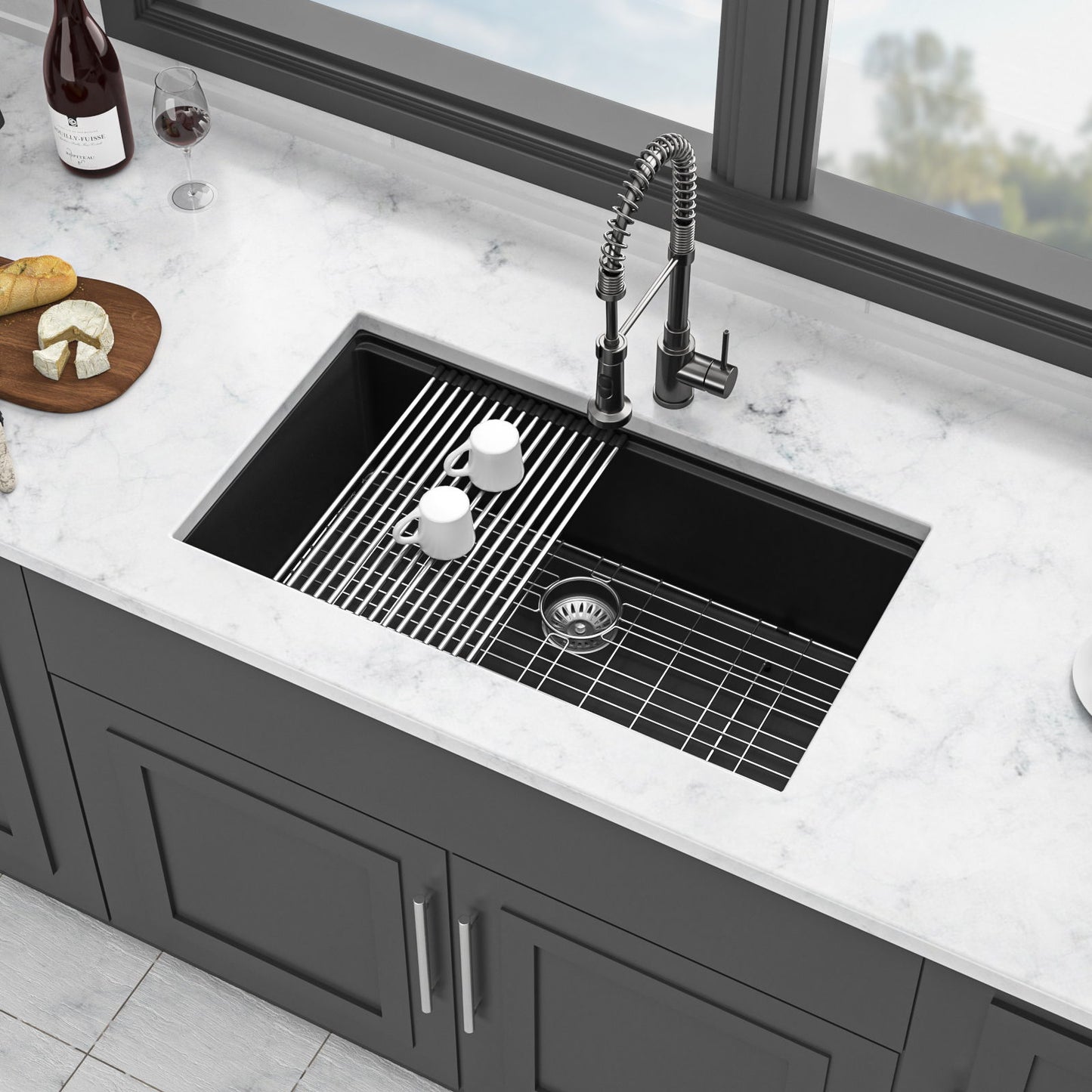 Quartz Kitchen Sink, Composite Workstation, Undermount