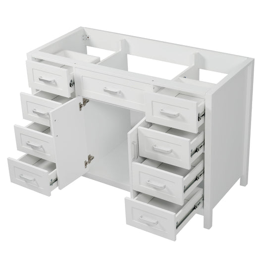 Bathroom Vanity Cabinet Only With 2 Soft Close Doors And 8 Drawers - White