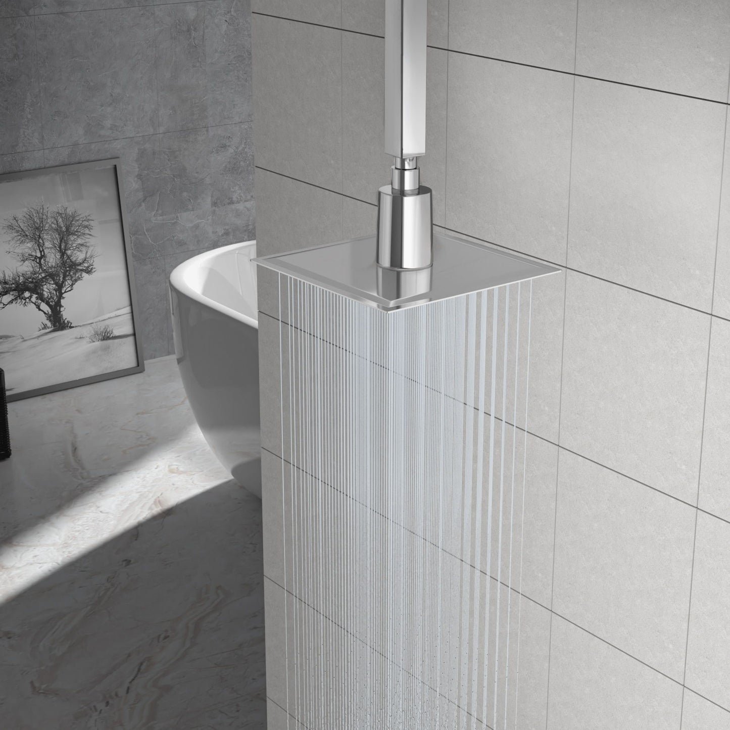 Ultra Thin 8" Square Rain Shower Head 304 Stainless Steel, Wall / Ceiling Mounted