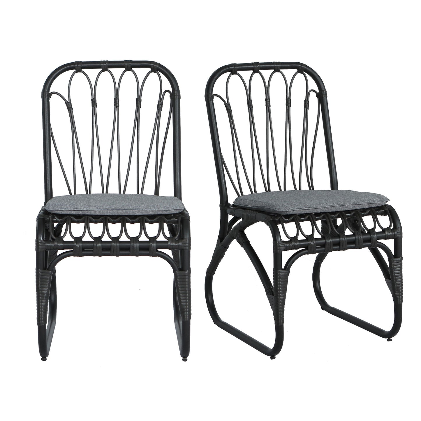 Outdoor Wicker Dining Chairs With Washable Cushion (Set of 2)