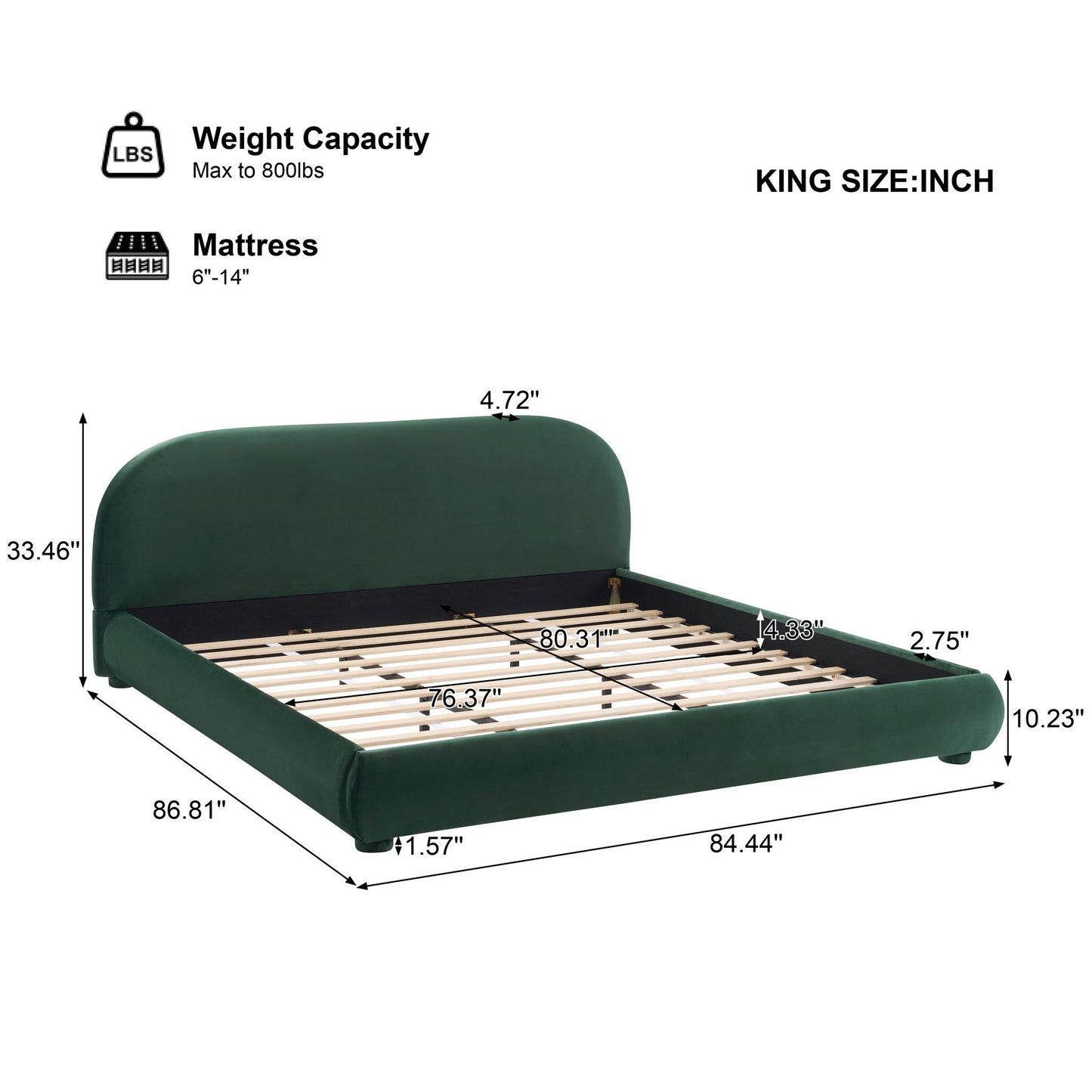 Upholstered Simple Modern Bedroom Bed With Curved Headboard