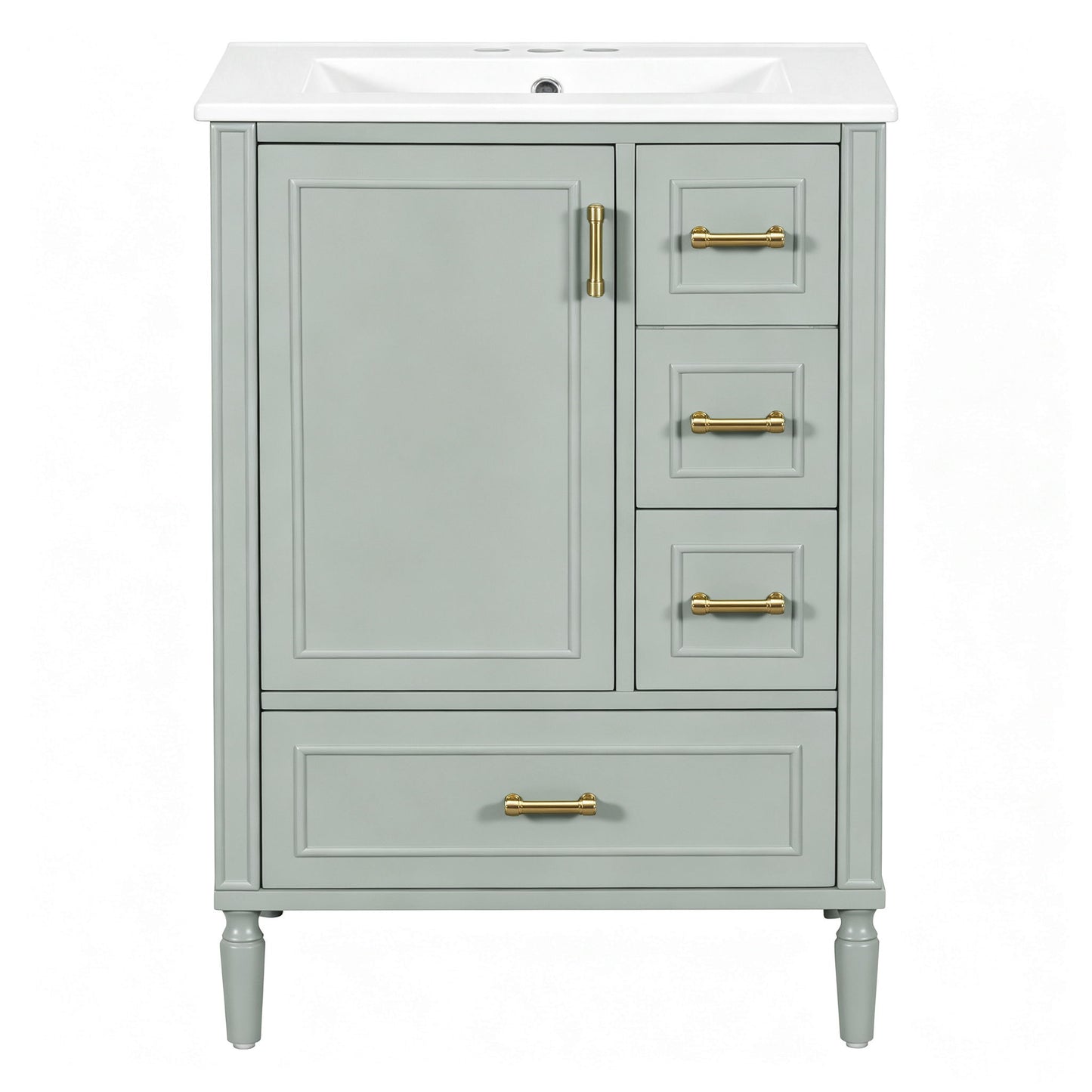 Modern Bathroom Vanity With Sink, Soft Close Doors, 3 Drawers