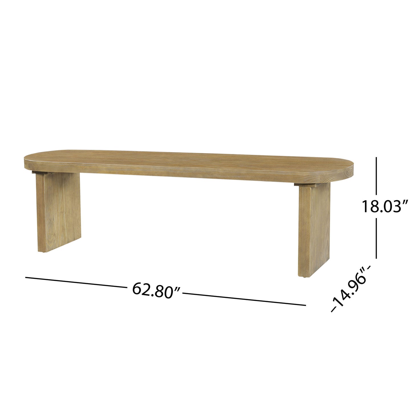 Indoor Dining Bench, 350 Lbs Weight Capacity, Fits 3 People - Pine