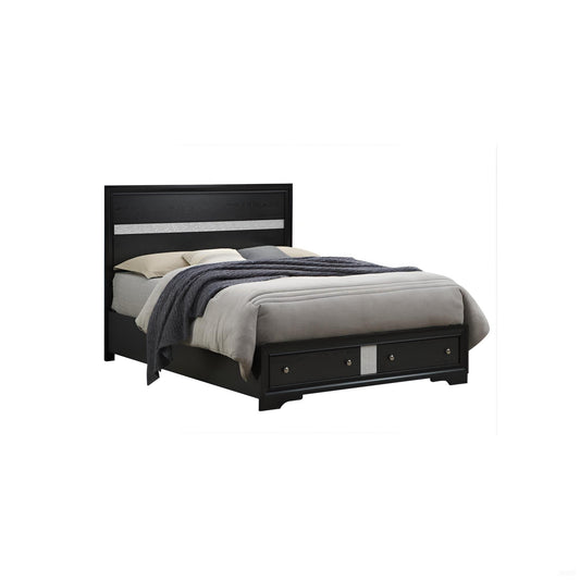 Madrid - Queen Bed With Storage Drawers And Nickel Handles - Black