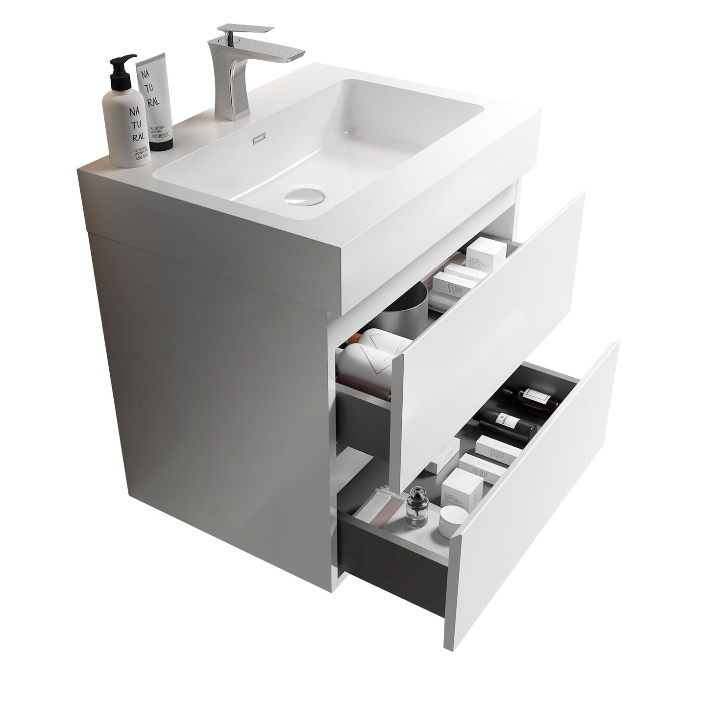 Alice - Bathroom Vanity With Large Storage, Sink, Wall Mounted