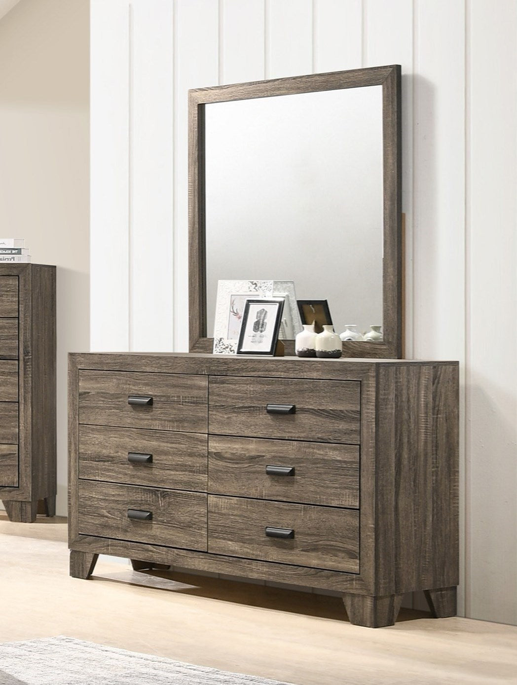 Transitional 6-Drawer Dresser with Metal Hardware