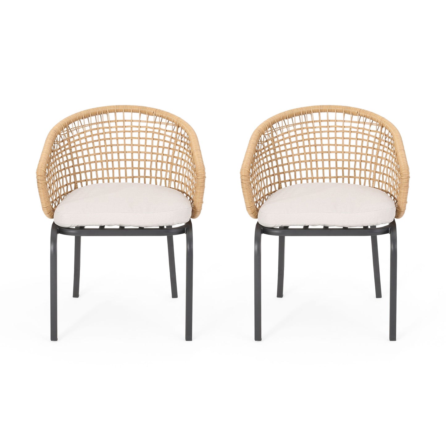 Outdoor Wicker Chair With Powder Coated Iron Legs