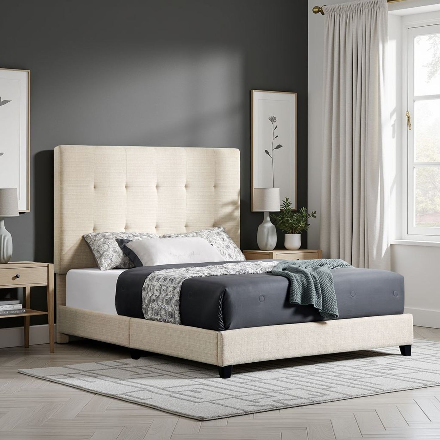 Tufted Upholstered Platform Bed