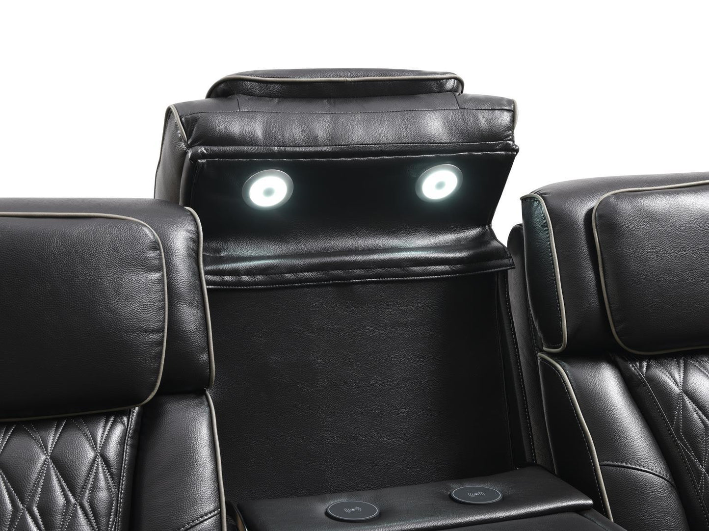 U70 - Power Reclining Sofa With Power Headrest, Reading Light, Massage, Heat, Ambient Lighting - Black