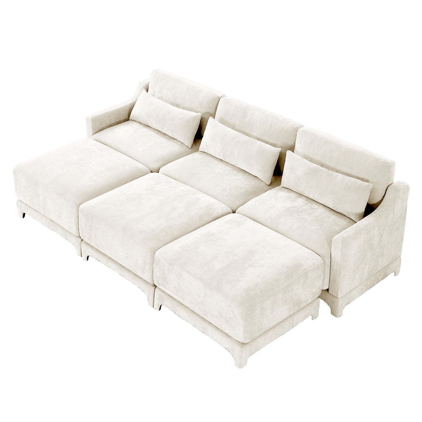 Stylish Sofa With Ottoman And Lumbar Pillows, Ergonomic Design