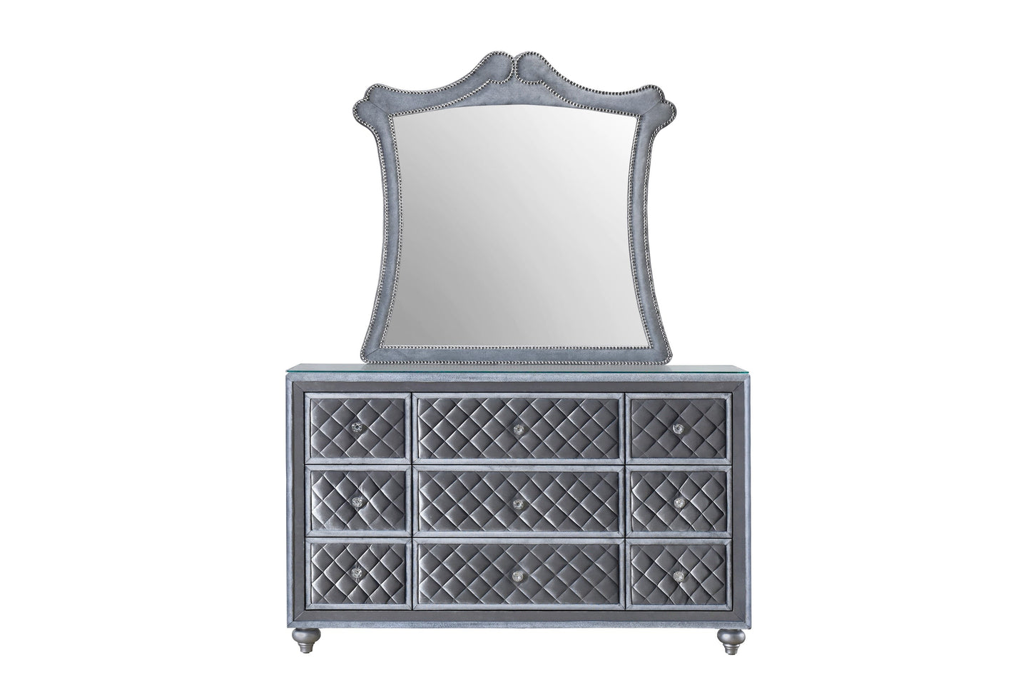 Glam Dresser Mirror with Nail Head Trim