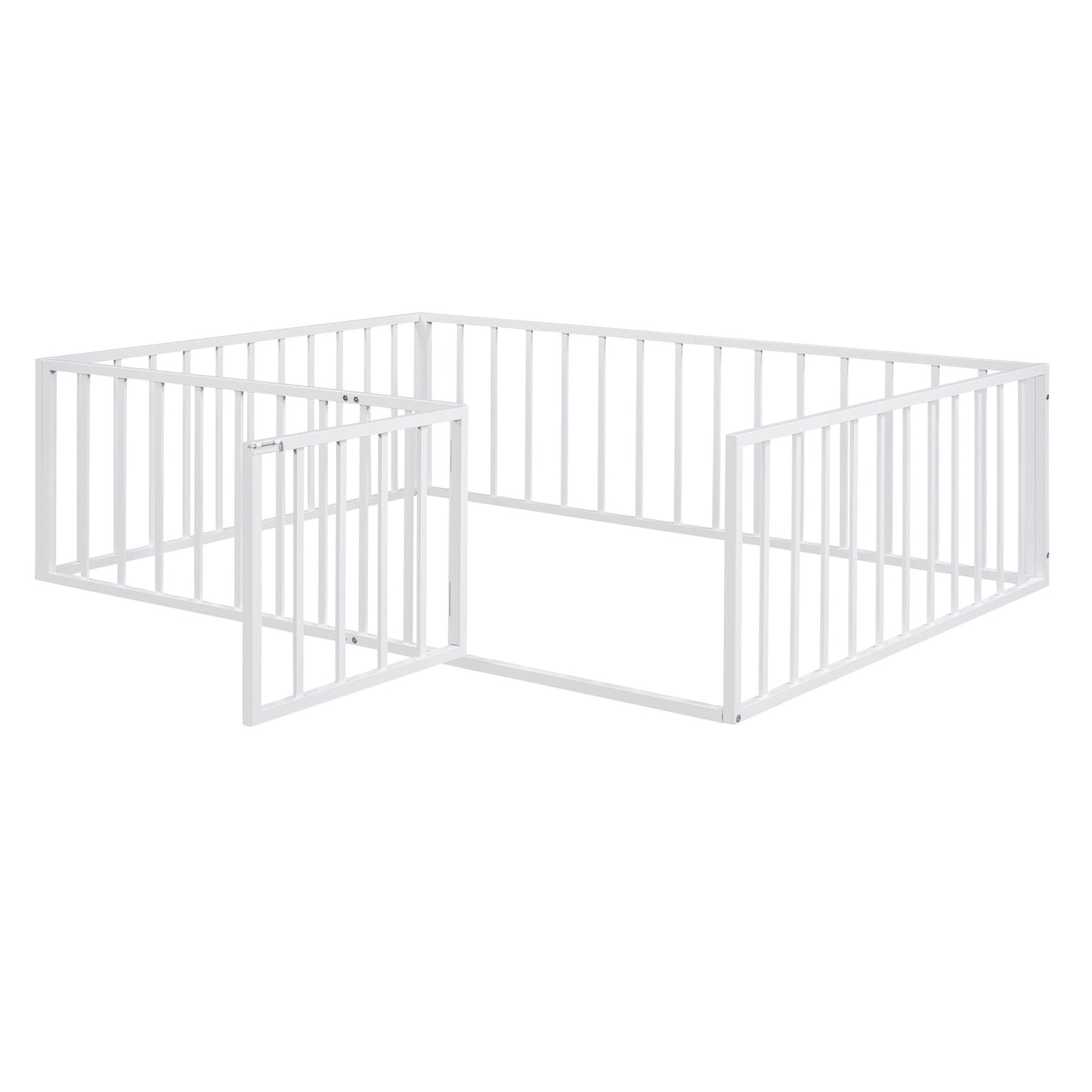 Metal Floor Bed Frame With Fence And Door