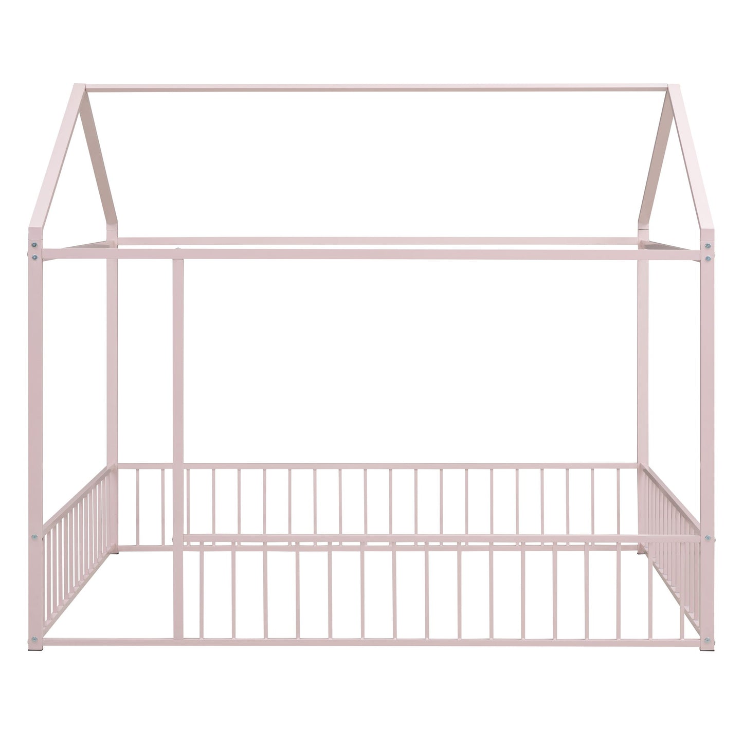 Metal Bed House Bed Frame With Fence