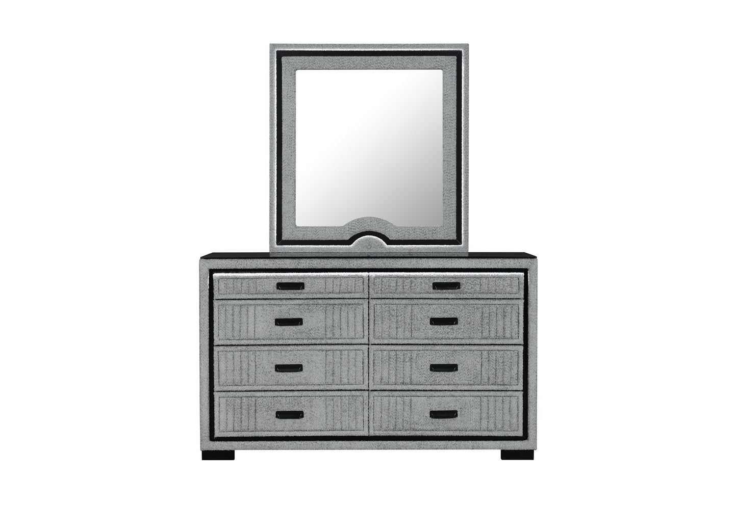 Isabella - 5 Piece Queen Bedroom Set (Queen Bed With LED, TV Lift, Bluetooth Speaker And Firpeplace Crystal) - Gray