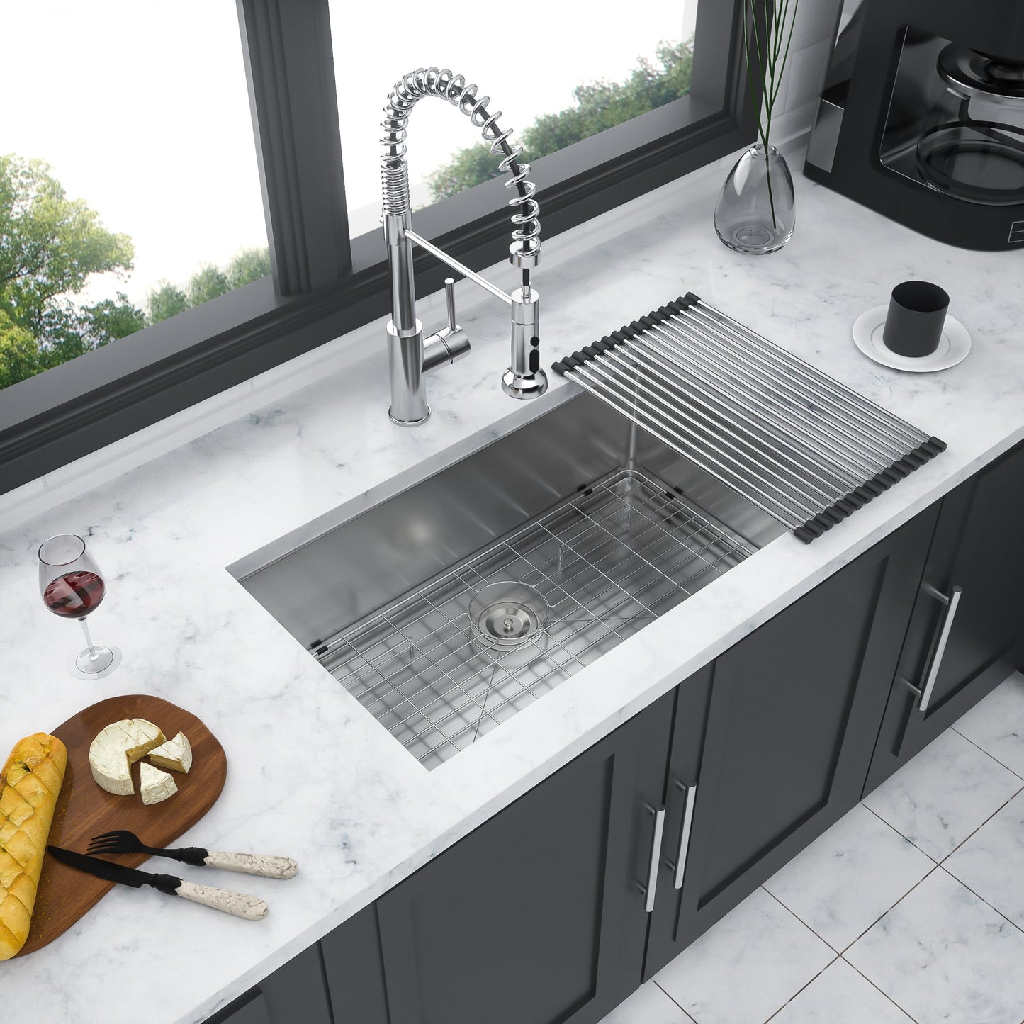 Undermount Steel Kitchen Sink, Deep Single Bowl Basin