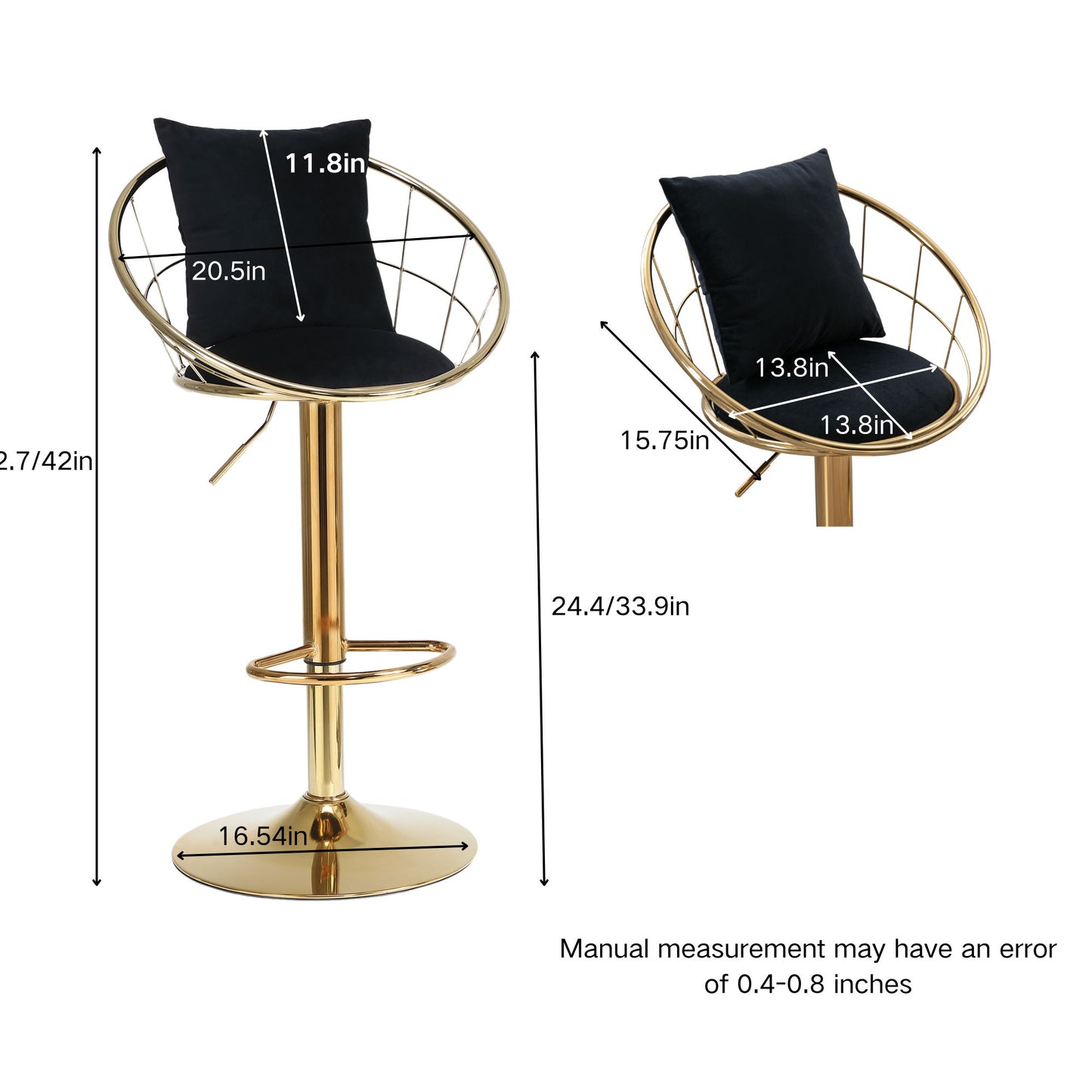 Unique Design Bar Chair, 360 Degree Rotation, Adjustable Height, Suitable For Dining Room And Bar