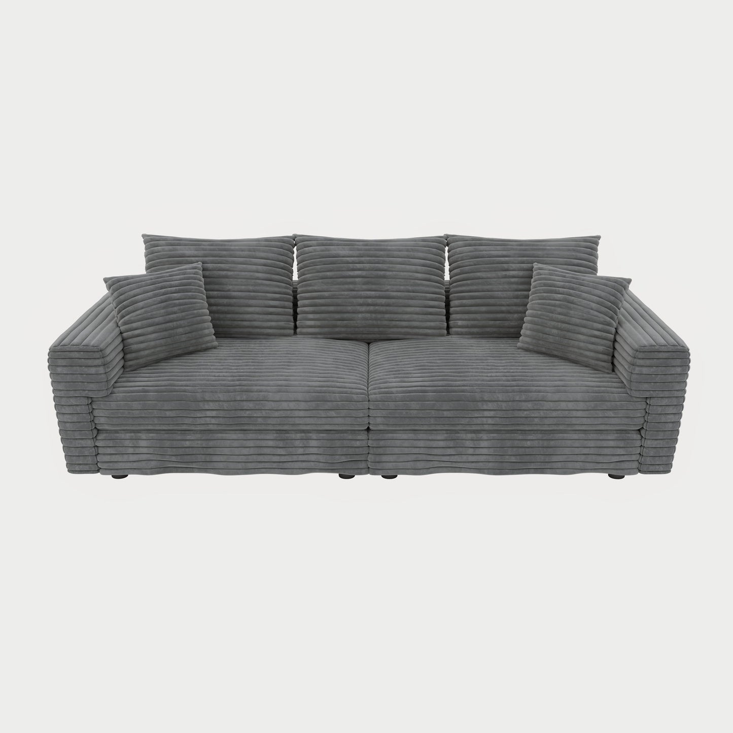 Plush Corduroy 4 Seat Sofa, Modern Comfy Upholstered Sofa Cloud Couch, Deep Seat Couches With Soft Pillows
