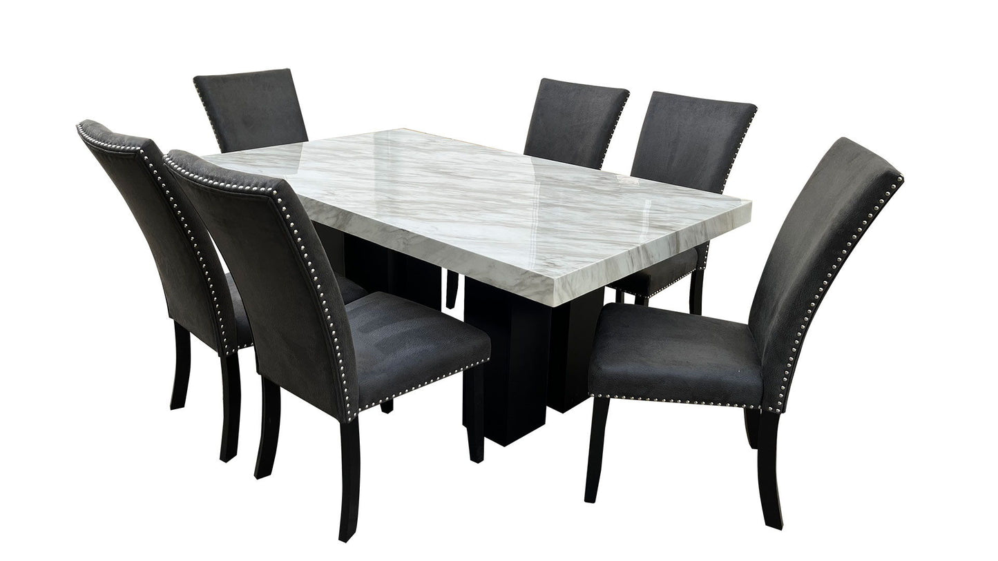 D02 - 7 Piece Dining Room Set (Dining Table And 6 Dining Chairs) - Black