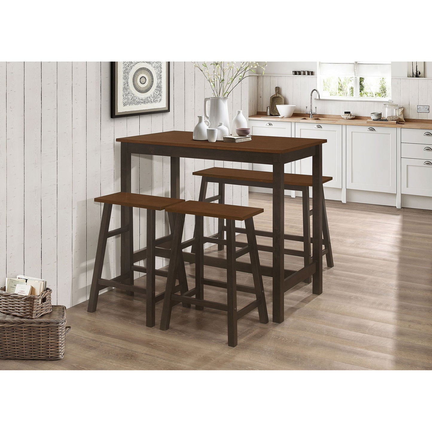 Robbie - 4 Piece Counter Height Dining Set - Dark Brown