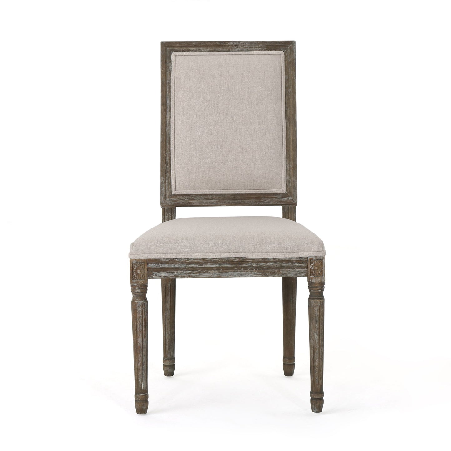 Traditional Style Dining Chair Set With Fabric Upholstery