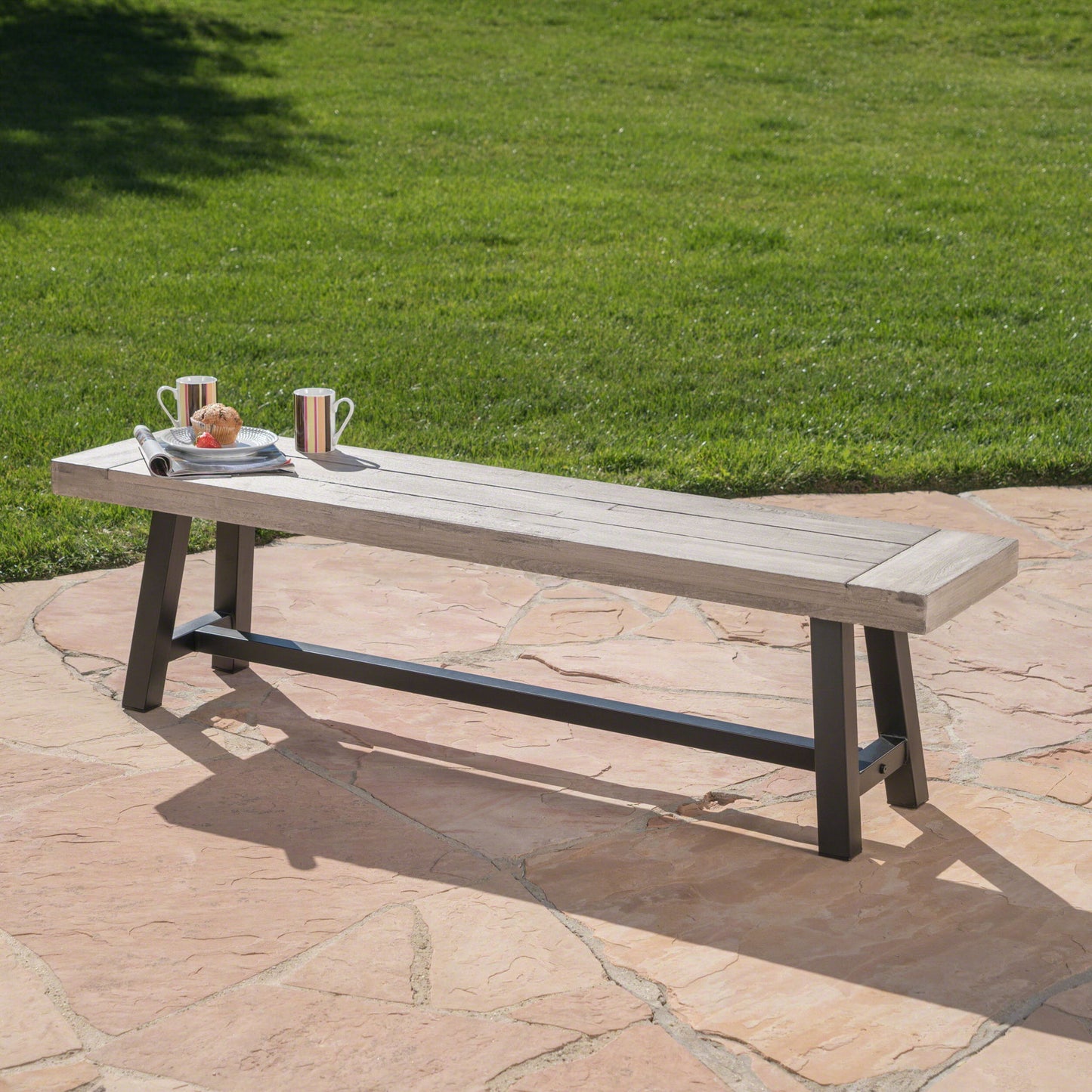 Tranquilizer - Outdoor Acacia Wood Bench With Slat Panel Design