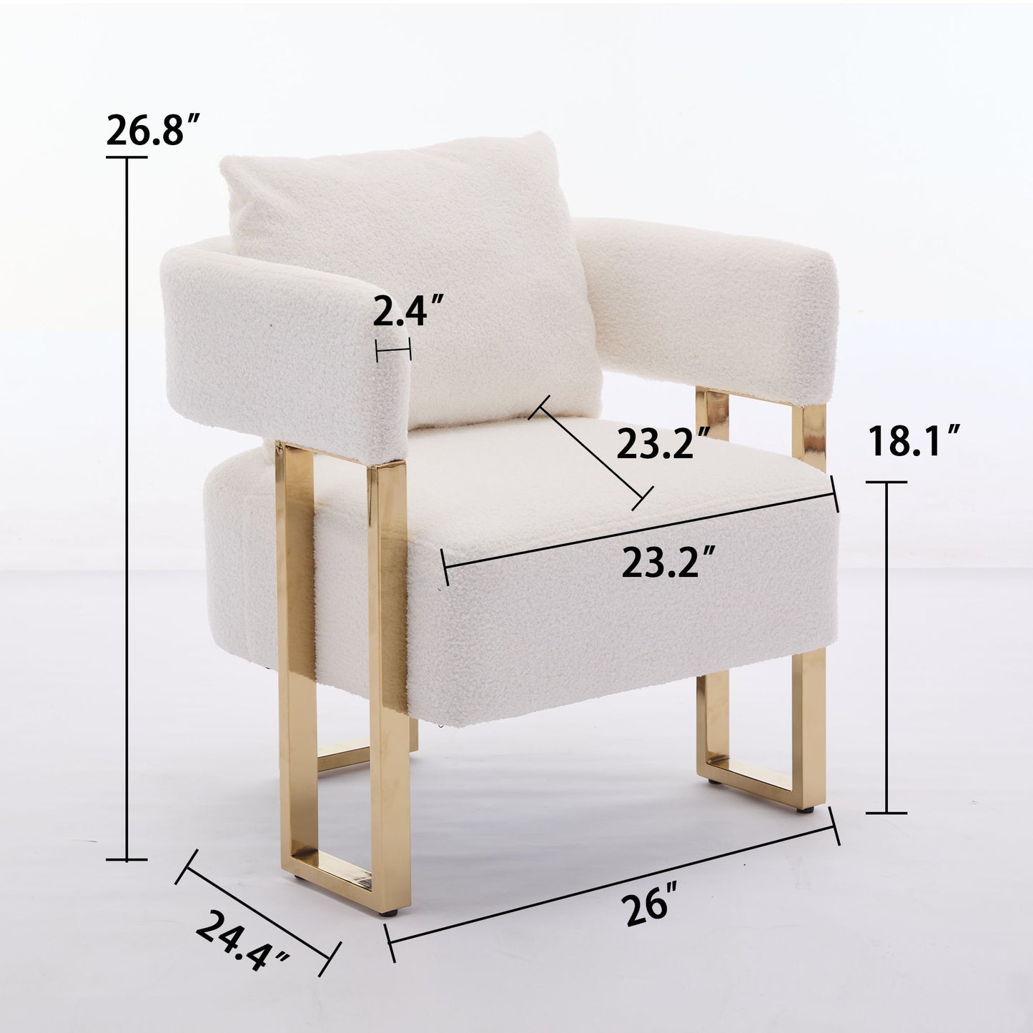 Modern Decorative Chair Teddy Fleece Upholstered And Metal Foot