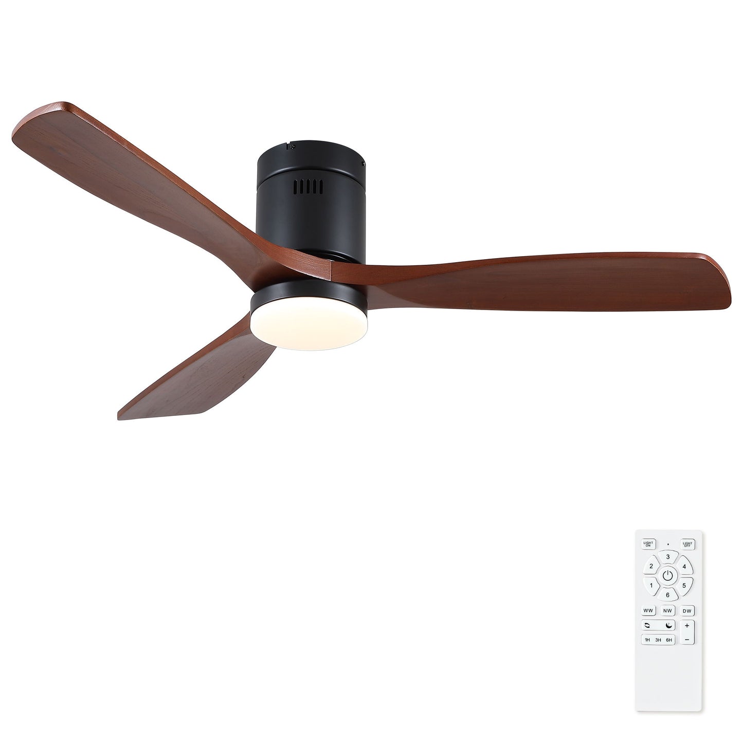 Low Profile Flush Mount Intergrated LED Ceiling Fan With Light And Silent Reversible Motor