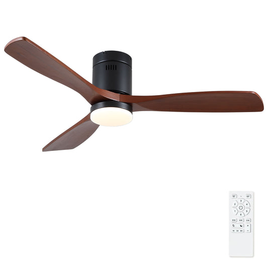 Low Profile Flush Mount Intergrated LED Ceiling Fan With Light And Silent Reversible Motor