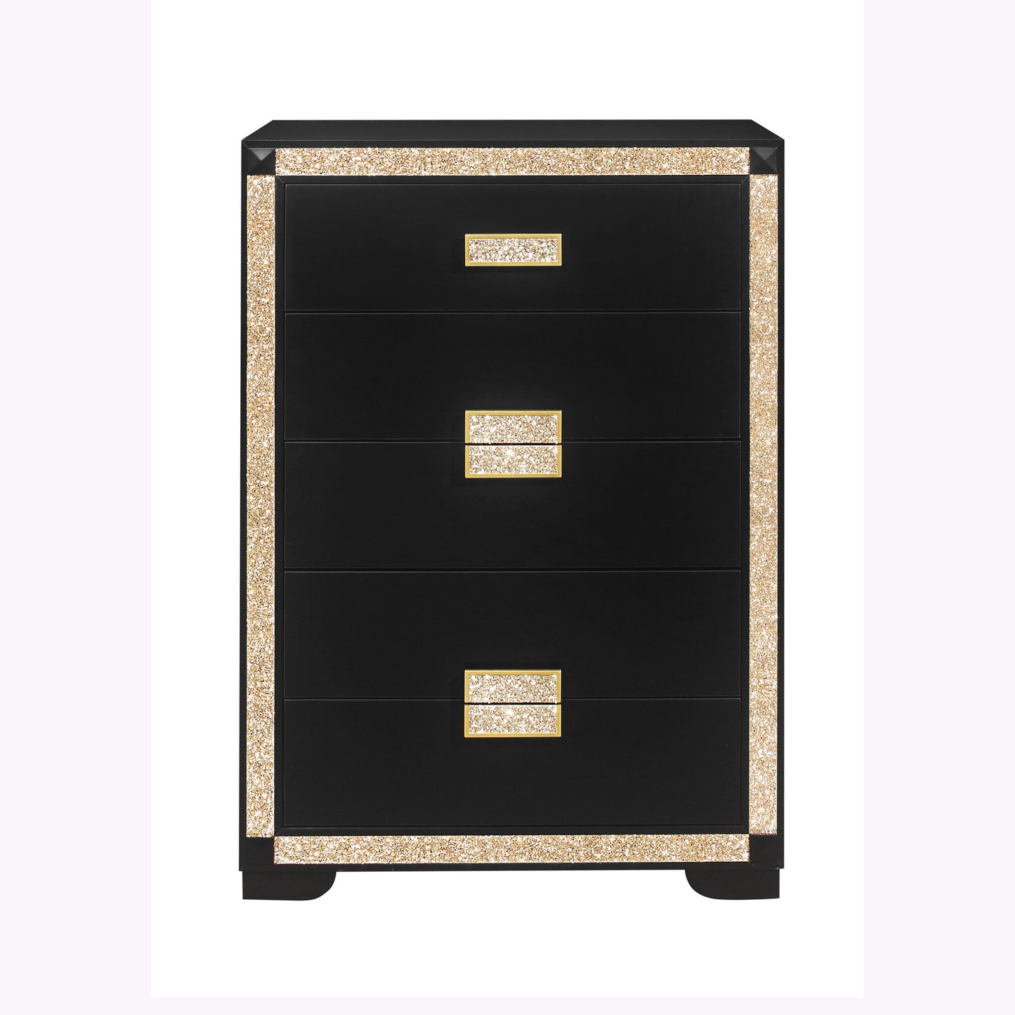 Lively - Chest With Glitter Detail And Thick Bar Handle Hardware - Black