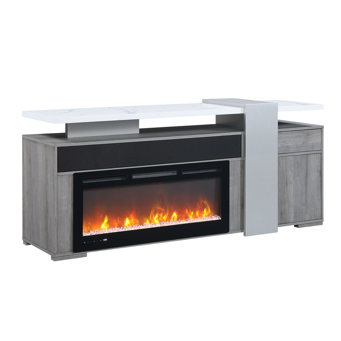 Zoro - 76" Entertainment Unit With Bluetooth Speaker - Dark Brown / White