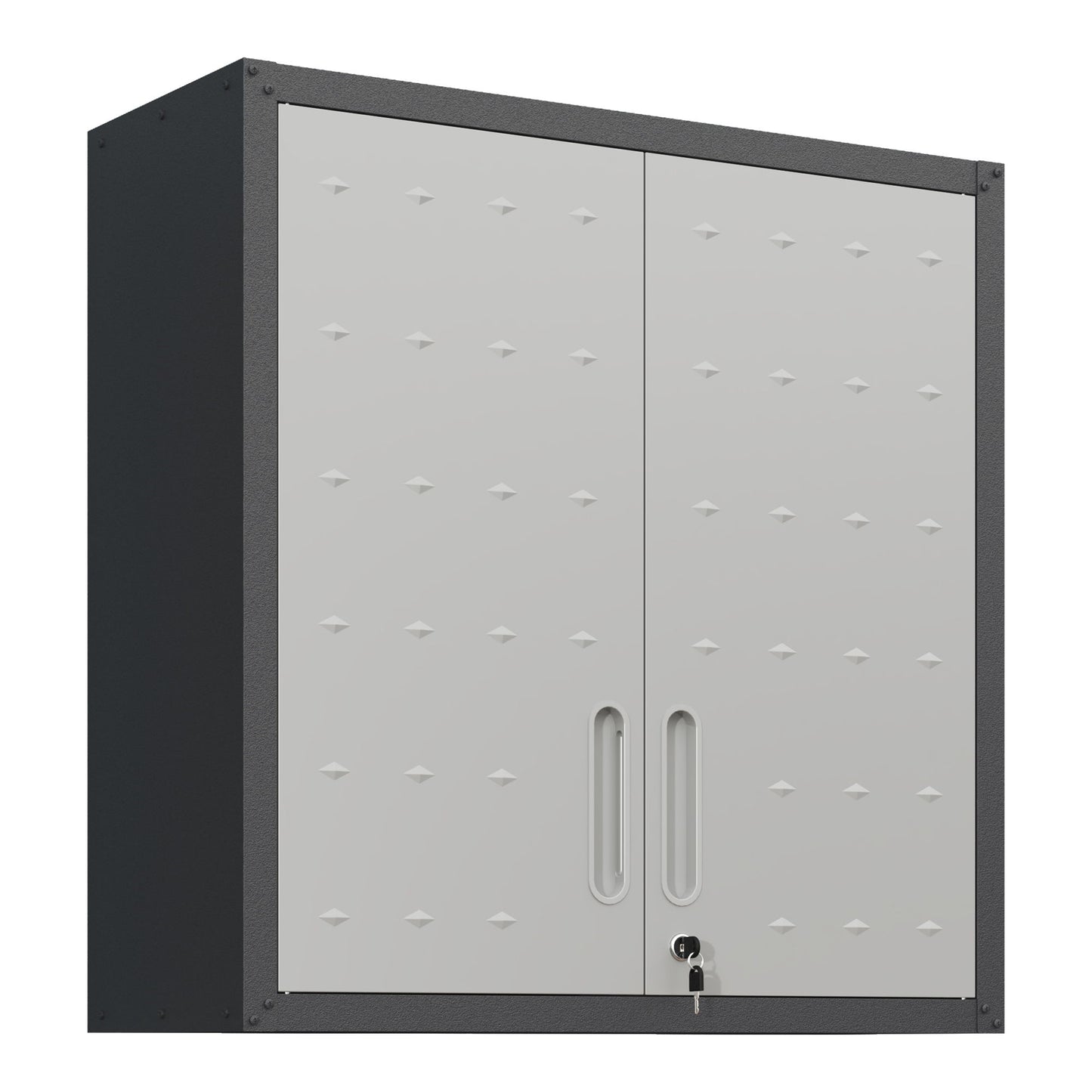Metal Wall Mounted Tool Storage Cabinet With 2 Locking Doors, Adjustable Shelf, And Drawer