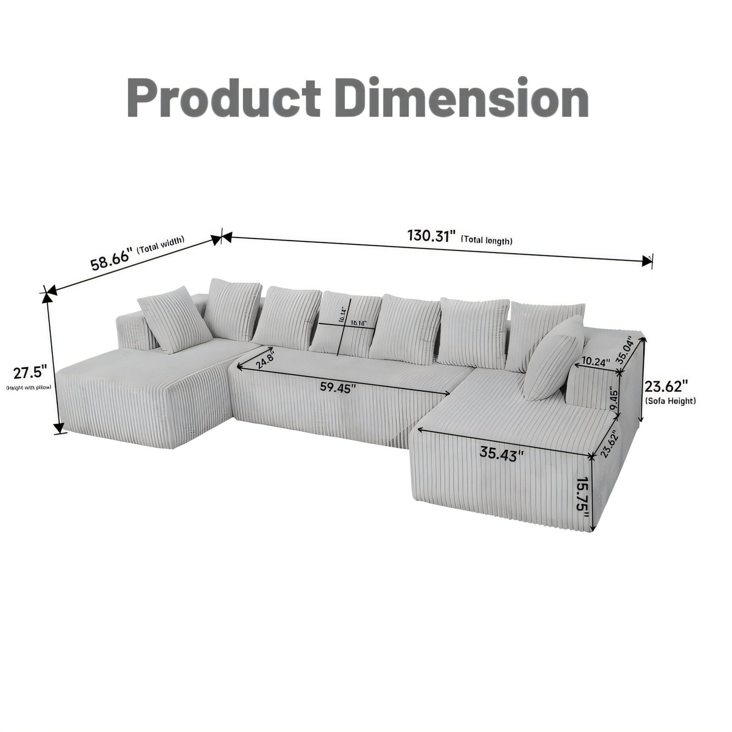 Modular U Shaped Sectional Sofa