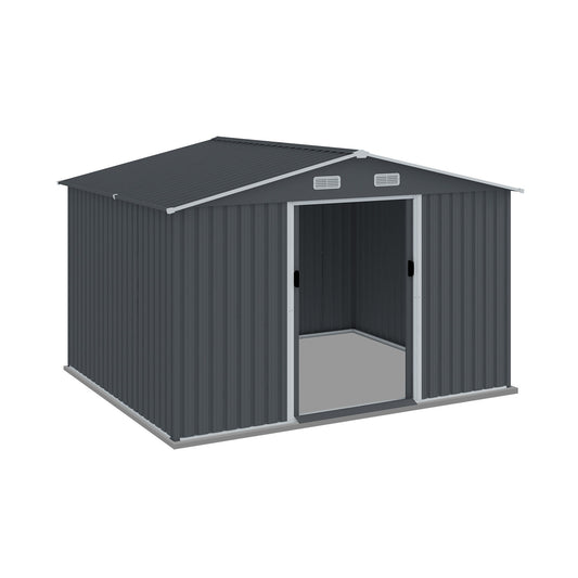 Outdoor Storage Shed Large Metal Tool Sheds, Heavy Duty Storage House With Sliding Doors