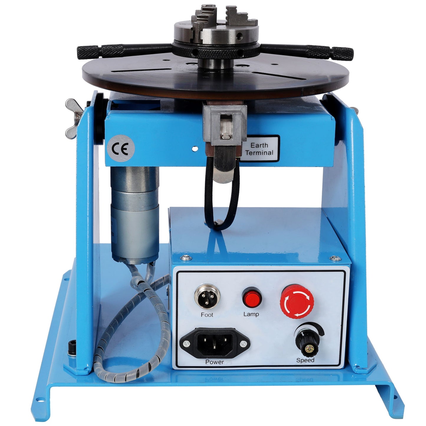 Portable Rotary Welding Positioner With 3 Jaw Lathe Chuck, 0 - 90° Turntable - Blue