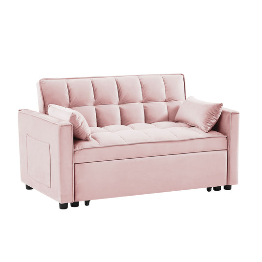 Modern Convertible Loveseat Futon Sofa With Pullout Bed, Reclining Backrest