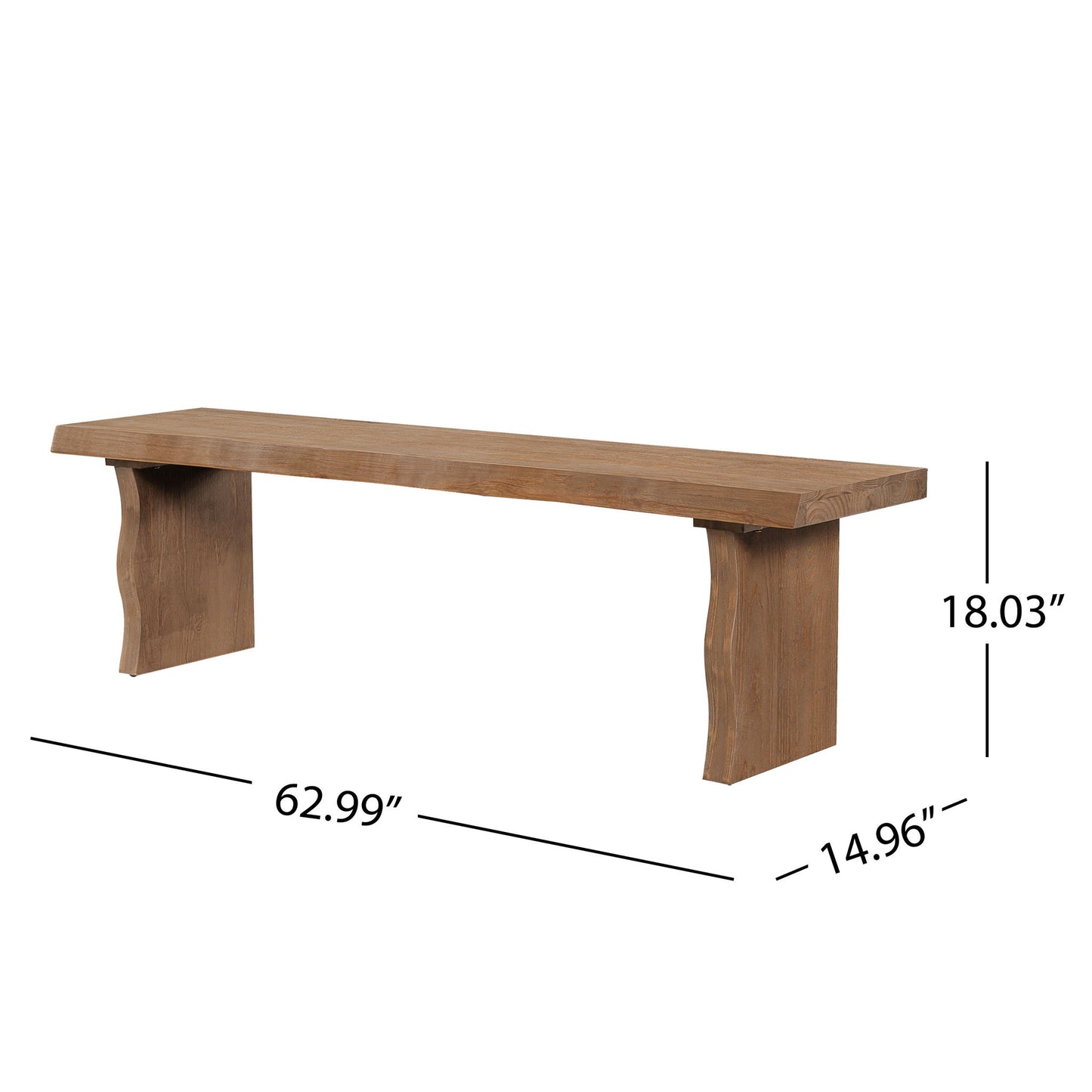 Indoor Dining Bench, Fits 3 People - Pine