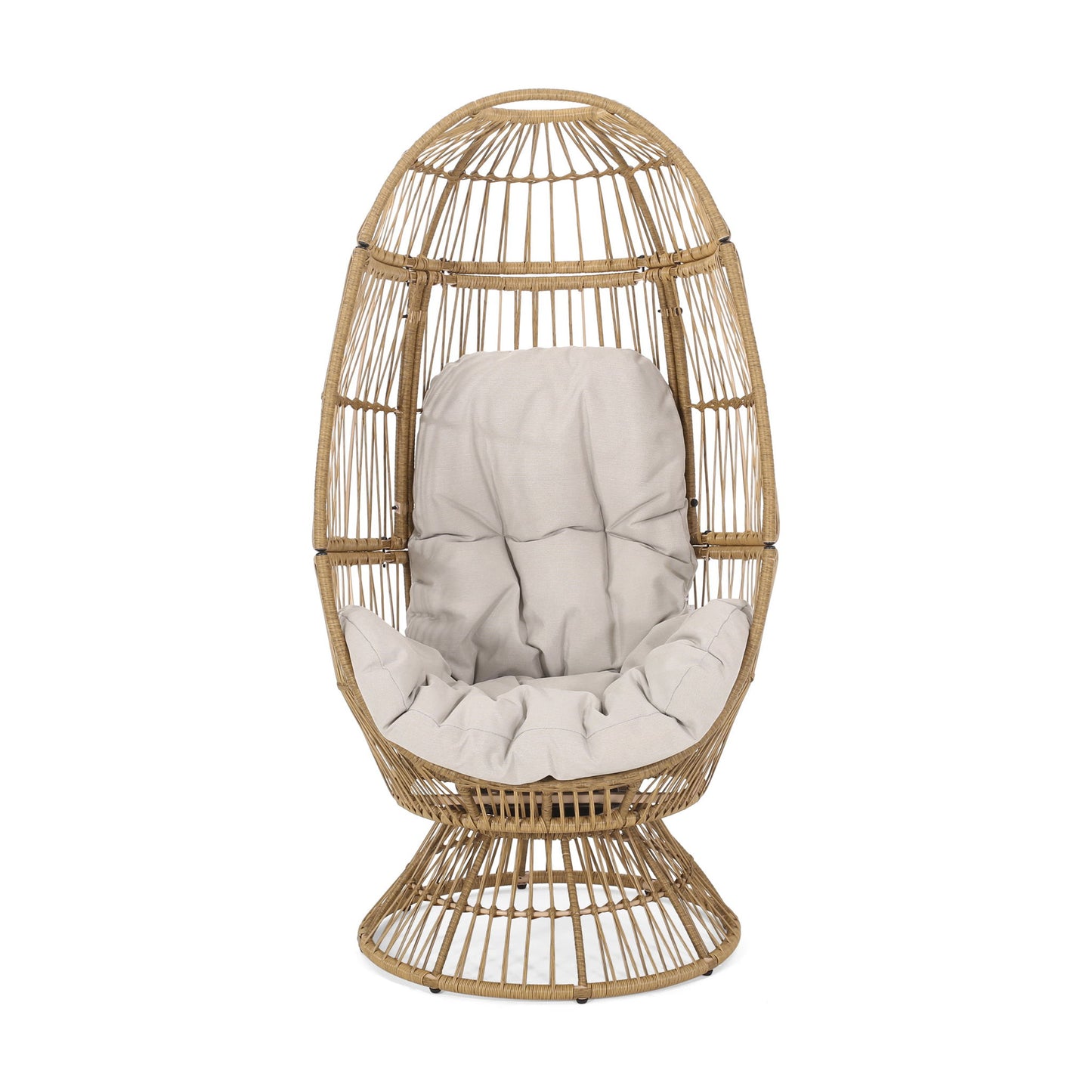 Patio Swivel Basket Egg Chair With Cushion