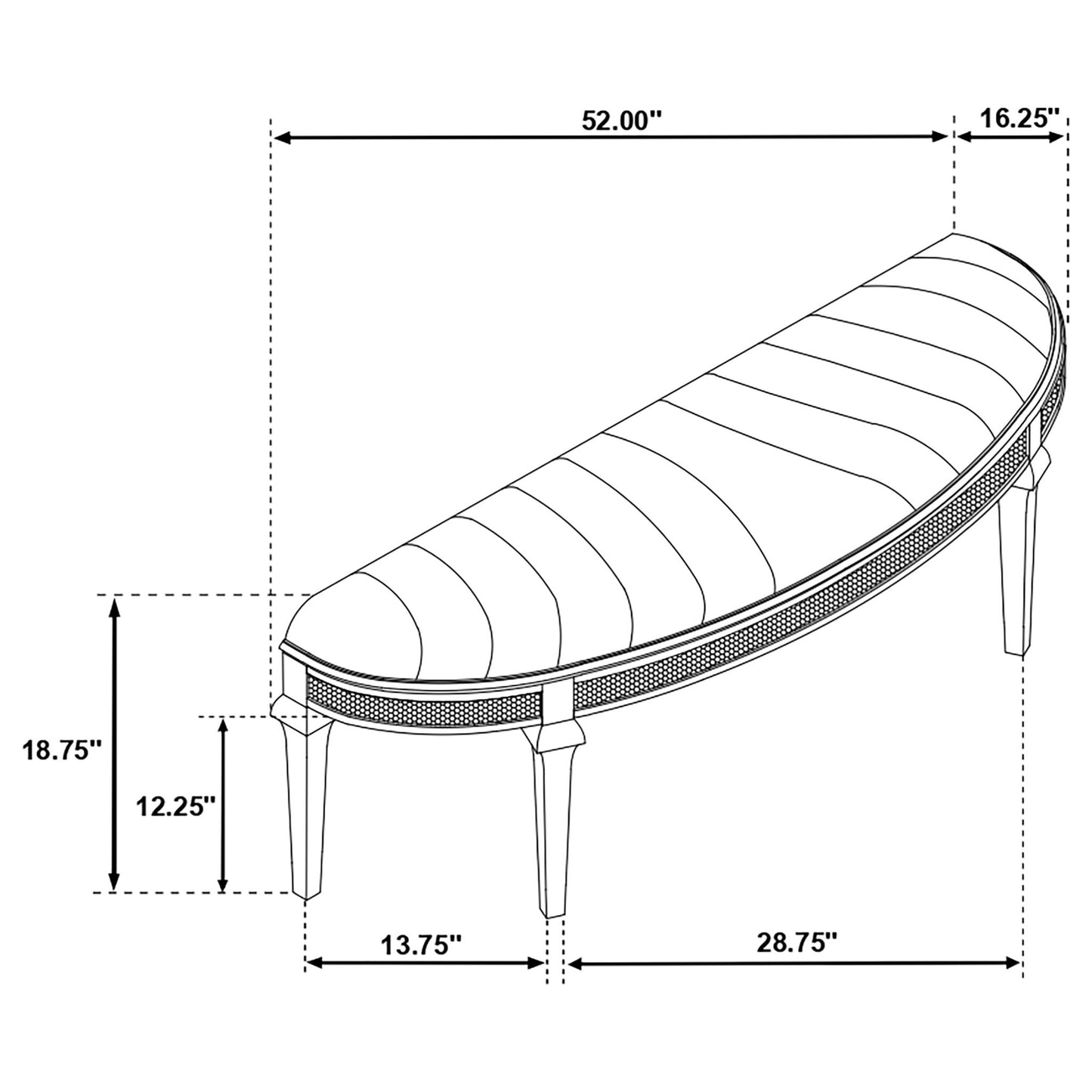 Colwood - Upholstered Curved With Channel Tufting And Slender Tapered Legs - Silver Gray