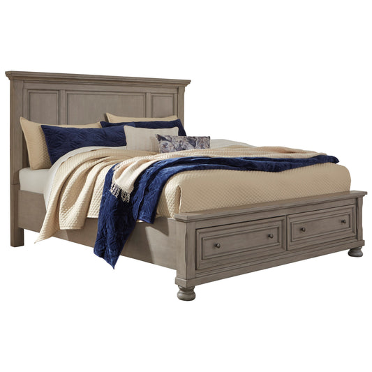 Queen Panel Bed with Storage Footboard