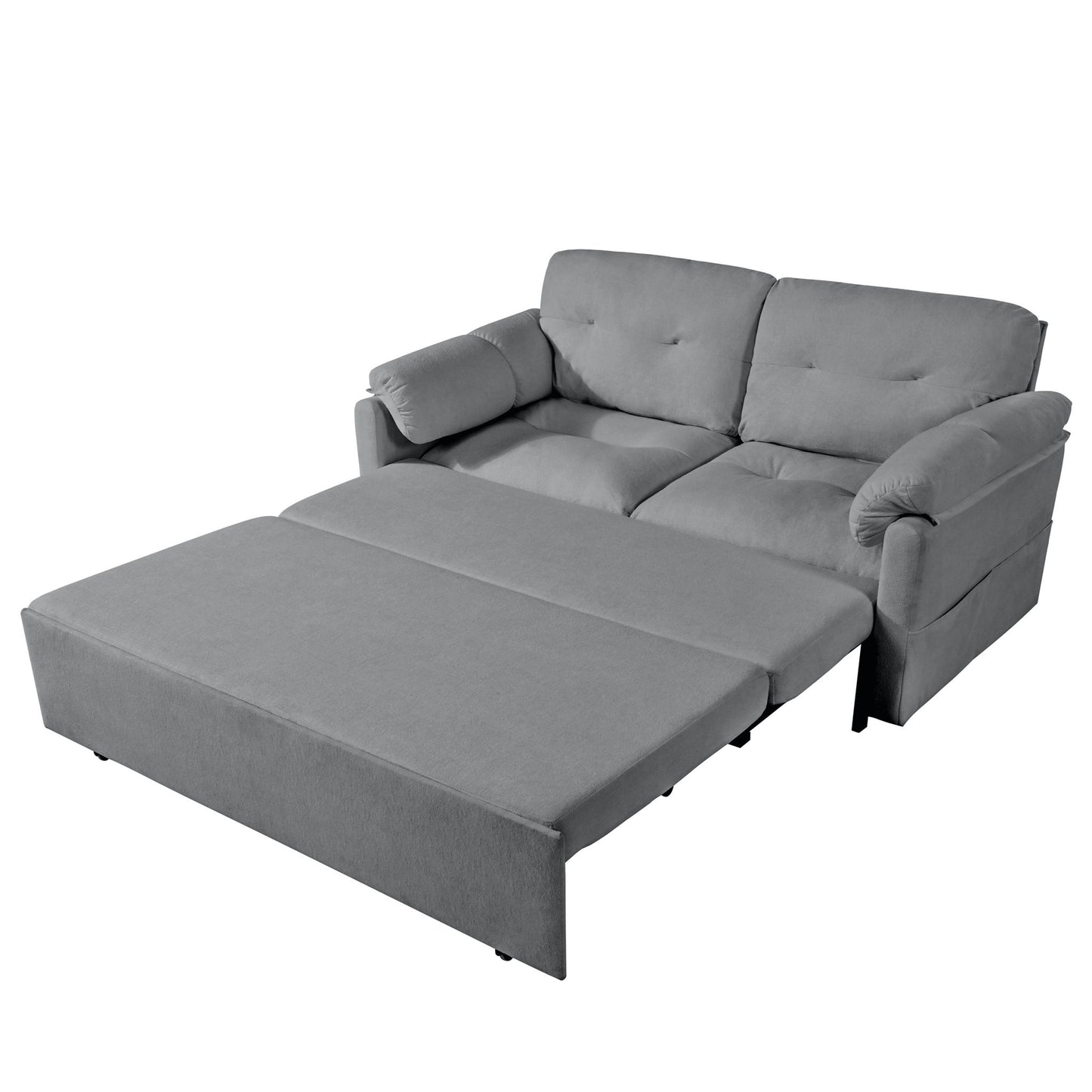 Modern Convertible Sleeper Sofa Bed With Pull-Out Queen Design, Side Storage & Thick Cushions