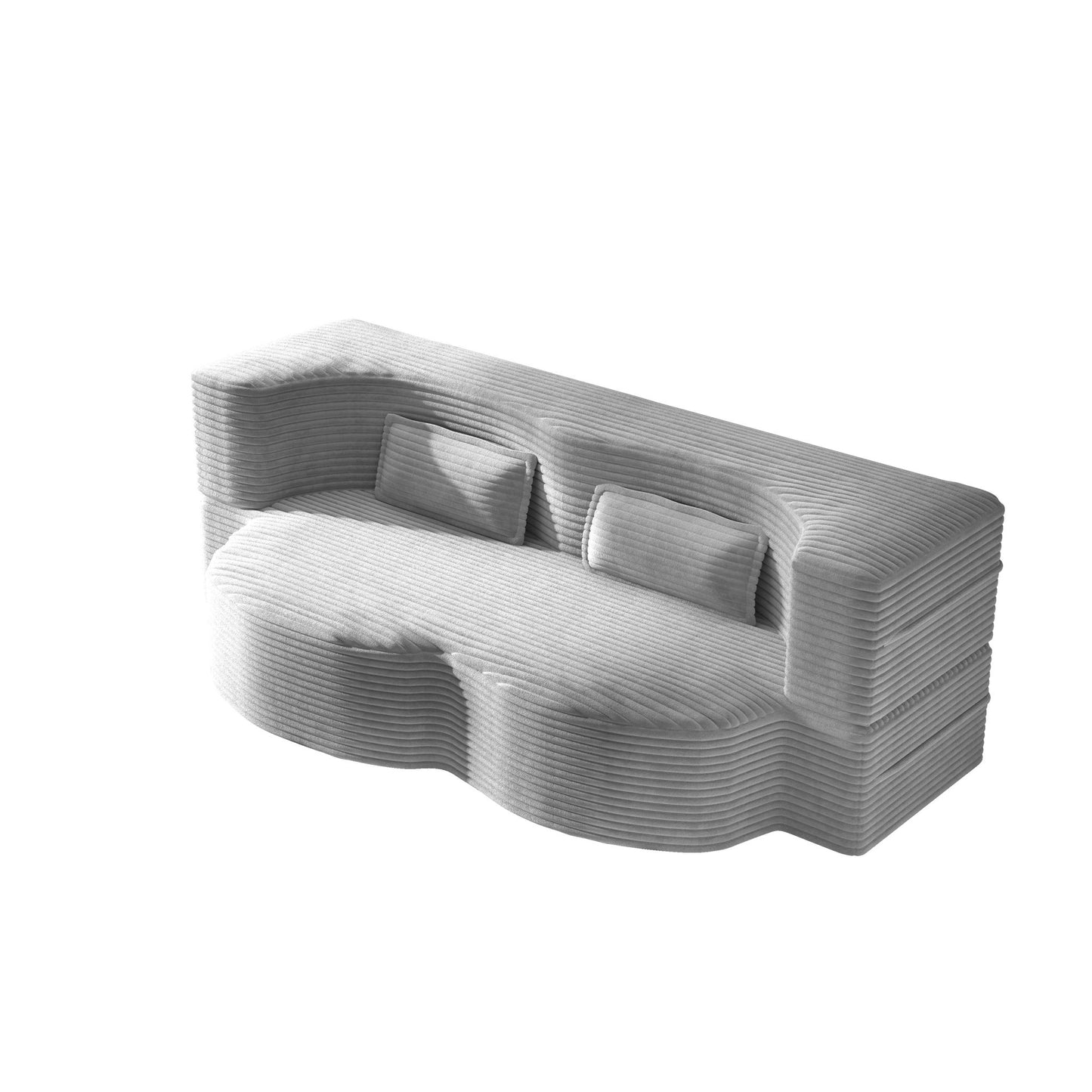 Floor Sofa With 2 Pillows, Convertible Twin Size Mattress For Living Room