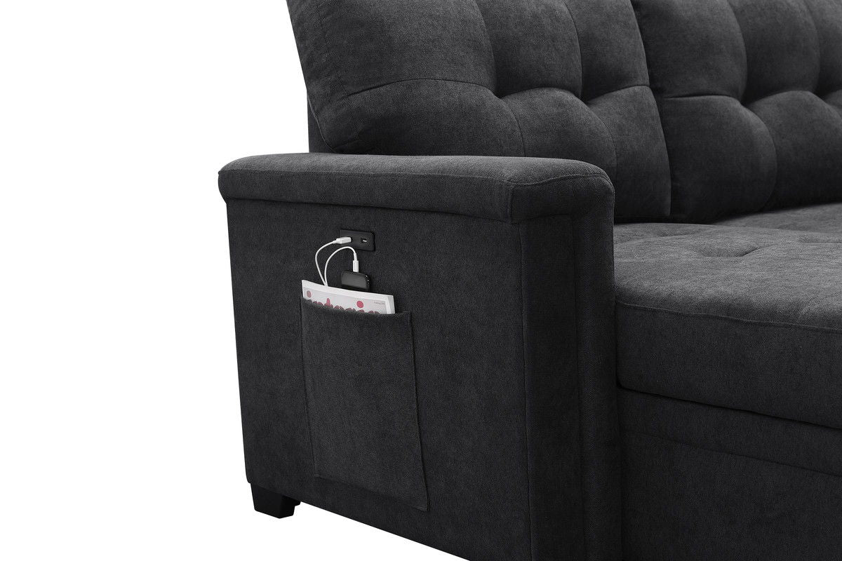Kinsley - Sleeper Sectional Sofa Chaise With USB Charger And Tablet Pocket
