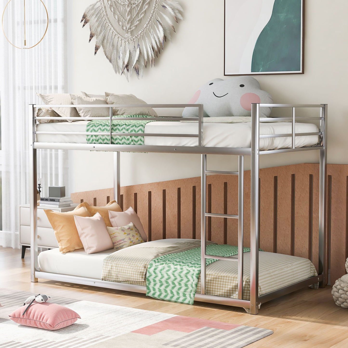 Metal Bunk Bed, Low Bunk Bed With Ladder