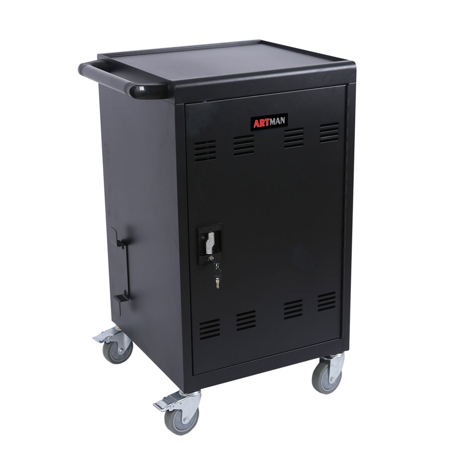 Mobile Charging Cart And Cabinet For Tablets Laptops 32-Device - Matt Black