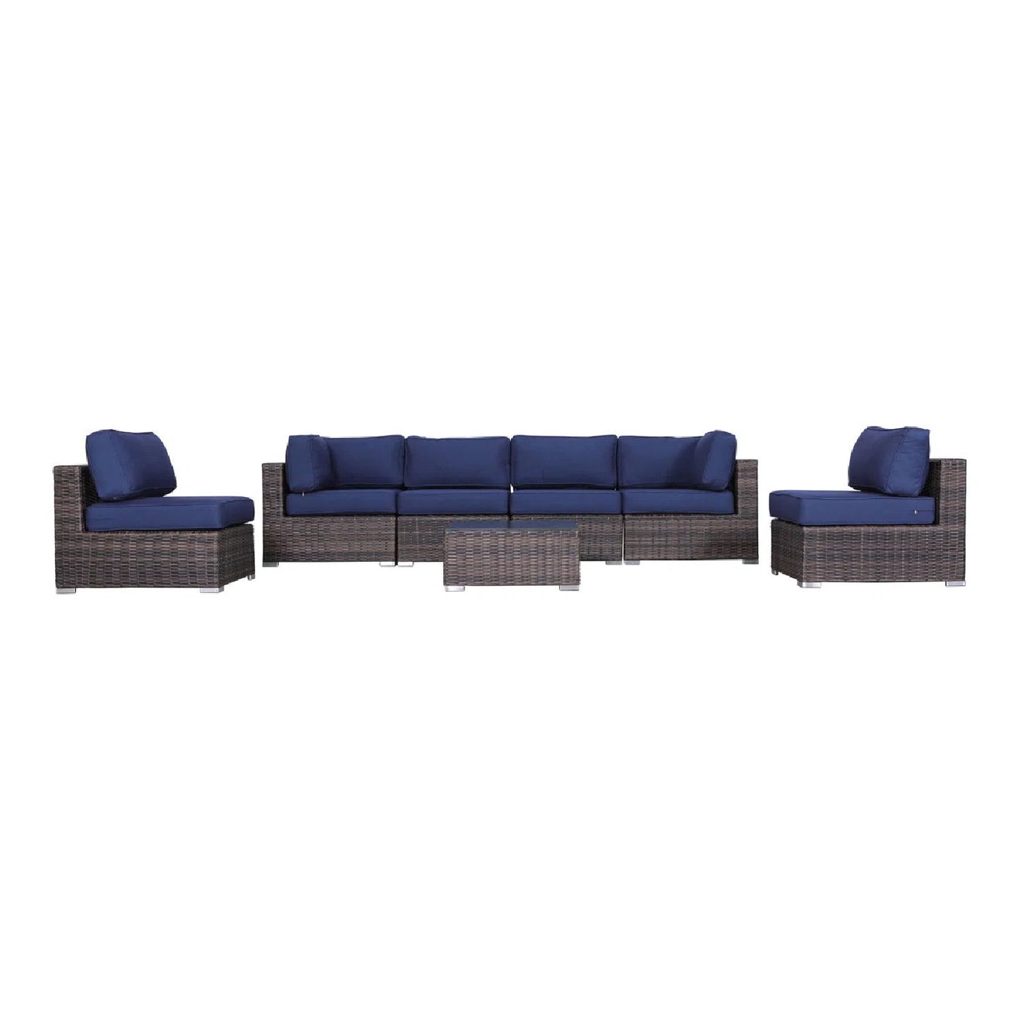 Seating Set With Cushions Handcrafted Wicker Design