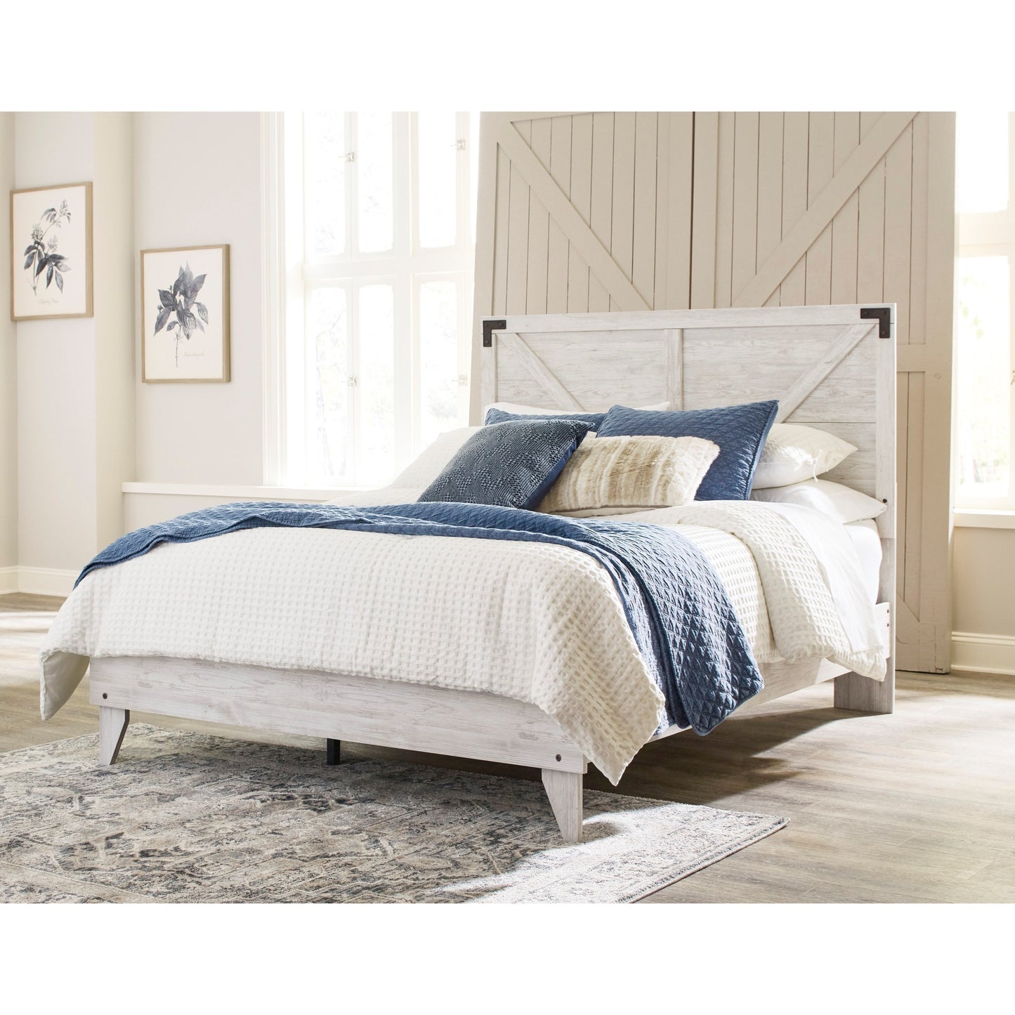 Farmhouse Queen Platform Bed with Panel Headboard