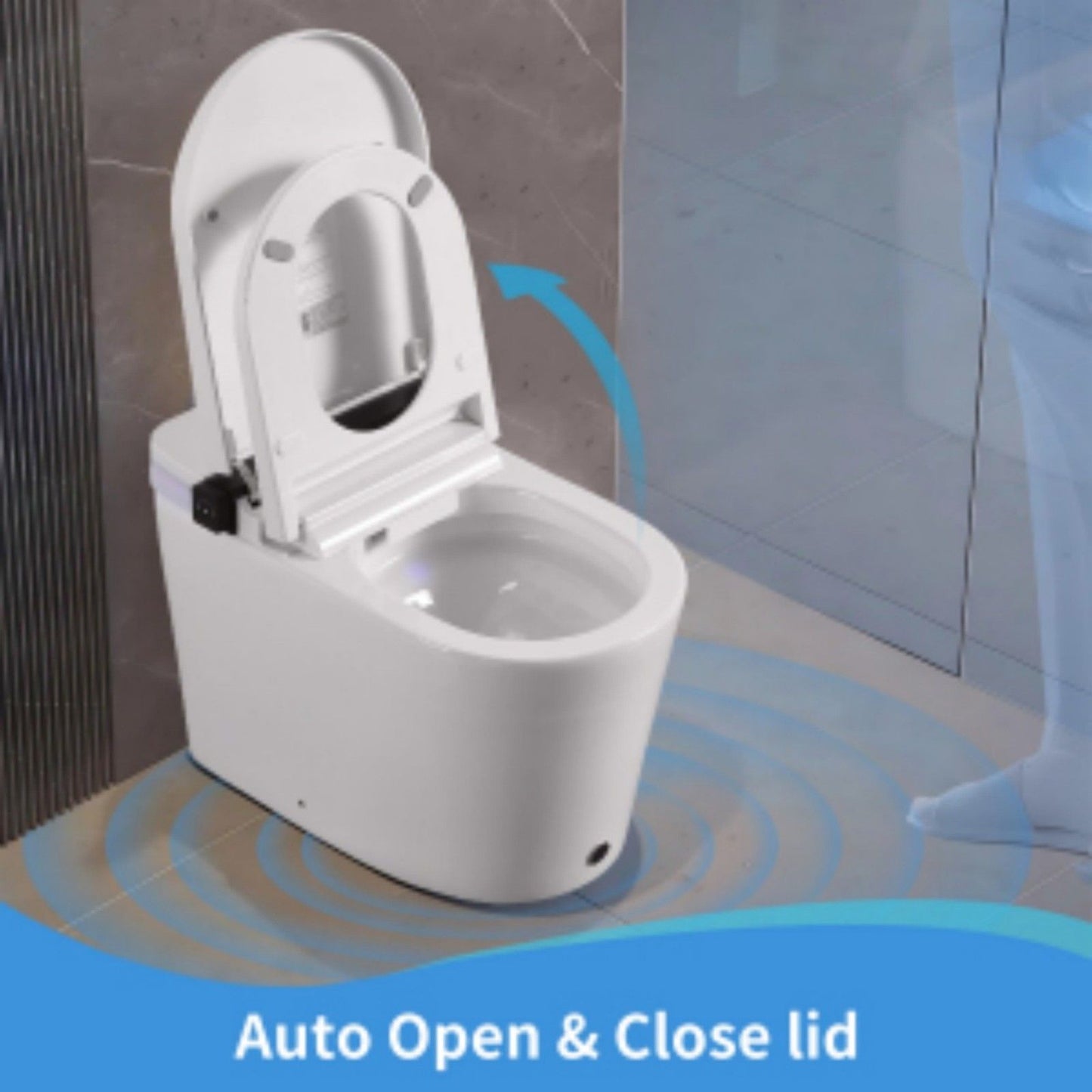 Smart Toilet With Bidet Seat Built In, Auto Open / Close Seat, Foot Sensor, LED Display - White