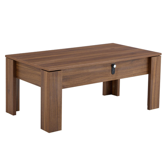 Multi Functional Coffee Table With Password Lock, Suitable For Storing Firearms And Wine - Walnut